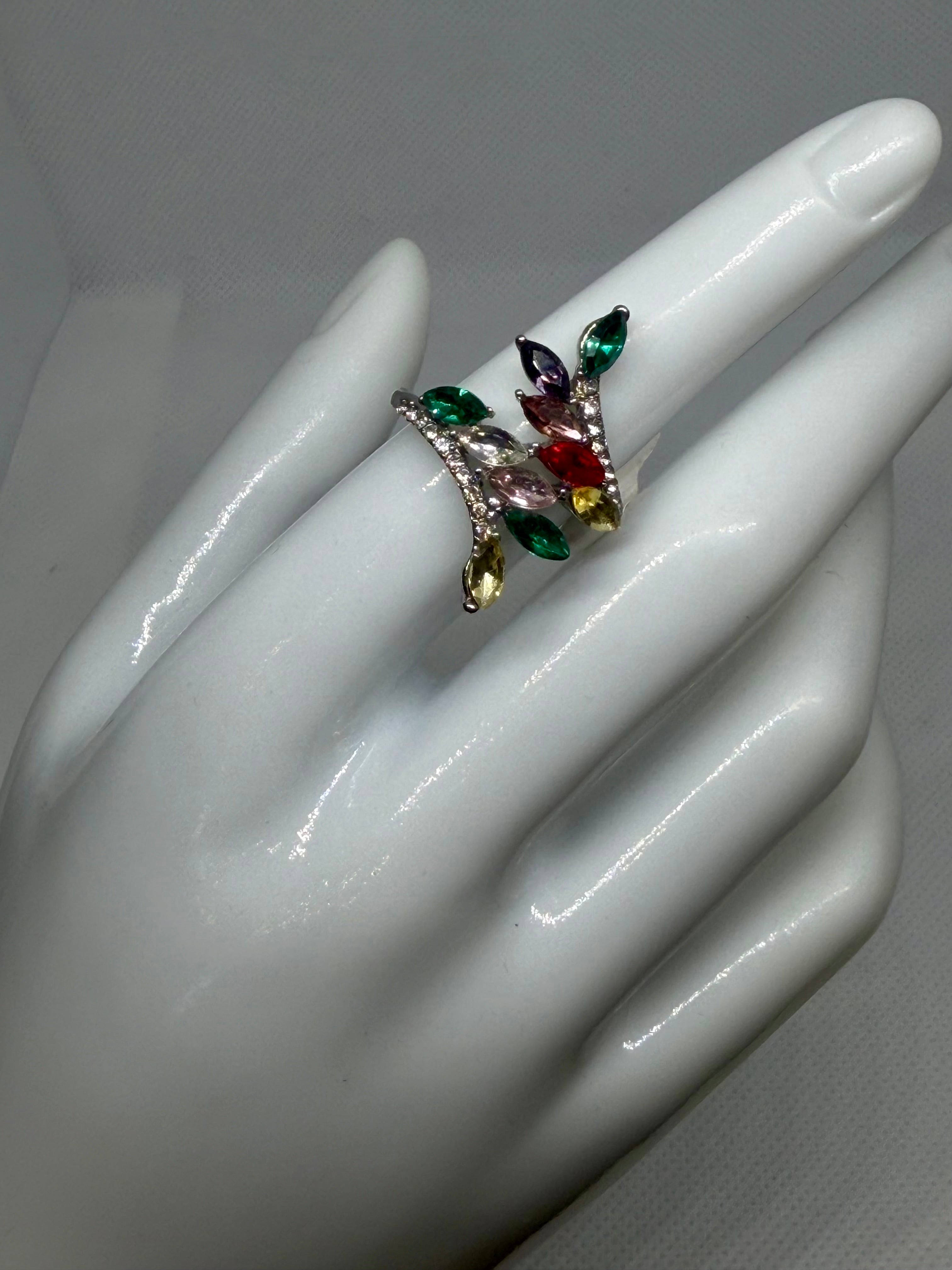 Anello foglia multicolor